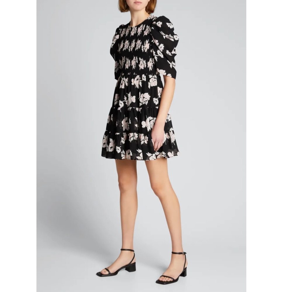 CINQ À SEPT Hollis Floral Smocked-Bodice Tiered Dress